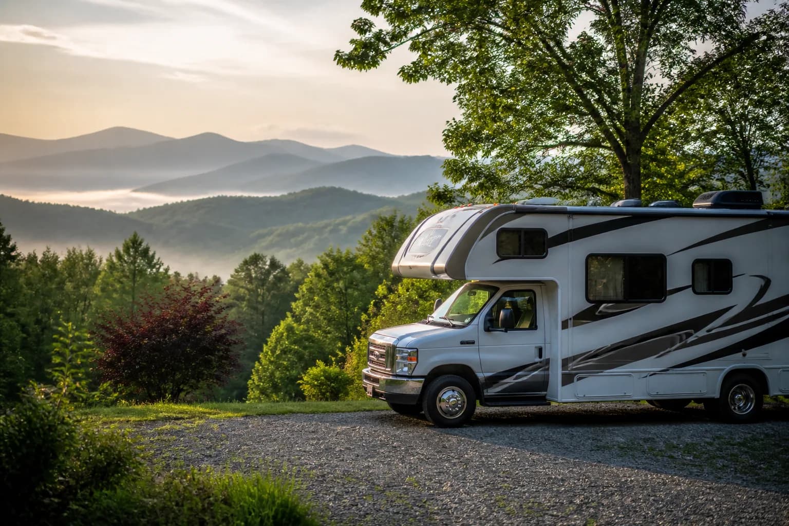 RV pads at Wilson's Riverfront RV Park, a long term RV park in Asheville, NC