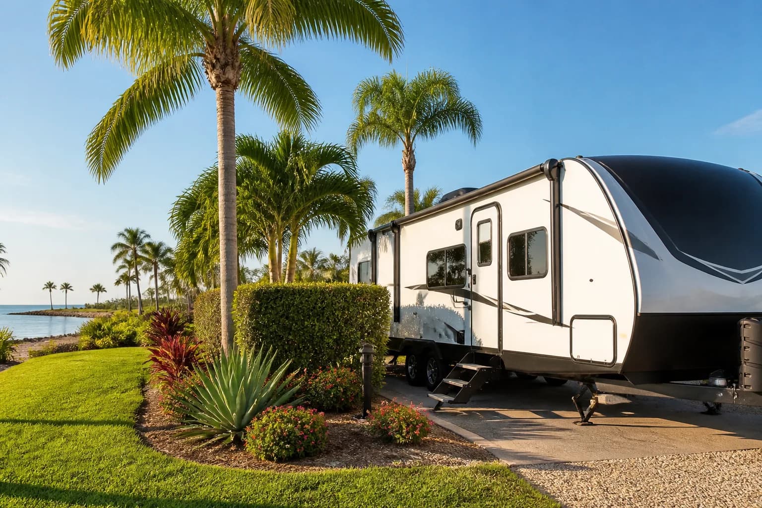 RV pads at Sunseekers RV Park, a long term RV park in Fort Myers, FL